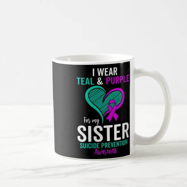 Caneca De Café Eu Visto Teal E Roxo Para Minha Irmã Preve Suicídi (Direita)