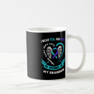 Caneca De Café Eu Visto Teal e Roxo para o meu neto Suicídio Awa