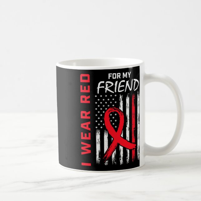Caneca De Café Eu Visto Vermelho Para Minha Amiga Doença Cardíaca (Direita)