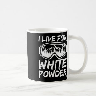 Caneca De Café Eu Vivo Para Pó Branco Divertido Esqui Freestyle E