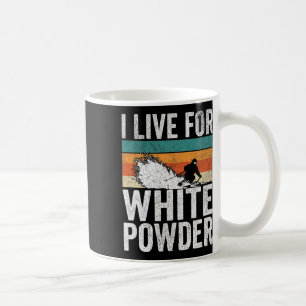Caneca De Café Eu Vivo Para Pó Branco Retro Esquiador Divertido V