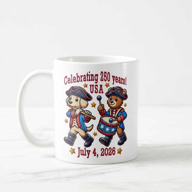 Caneca De Café EUA 250º Aniversário de Souvenir - Patriótico (Esquerda)