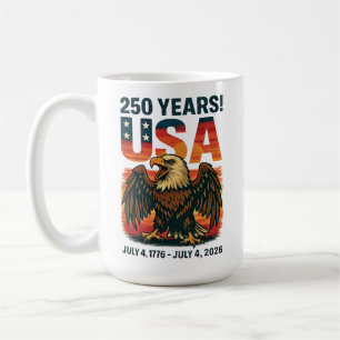 Caneca De Café EUA 250 Anos – Águia Americana Patriótica 4 de Jul