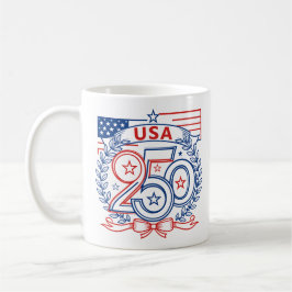 Caneca De Café EUA 250 Design de Emblema de Aniversário Patriótic