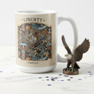 Caneca De Café EUA 250 Liberty Arte Padrão Nouveau Borda ID1302