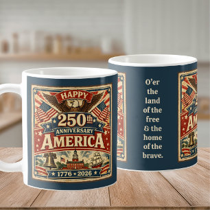Caneca De Café EUA América 250º Aniversário Vintage Patriótico