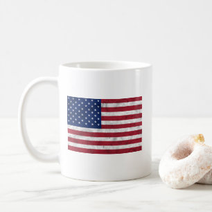 Caneca De Café EUA bandeira vintage vermelho branco azul América 