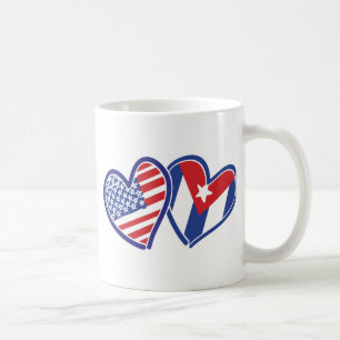 Caneca De Café EUA CUBA Flag Hearts