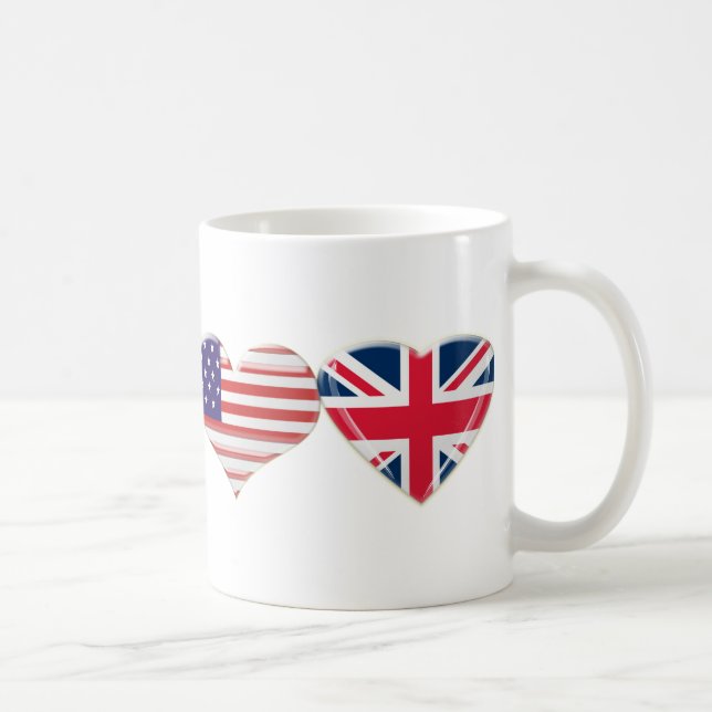 Caneca De Café EUA e design BRITÂNICO da bandeira do coração (Direita)