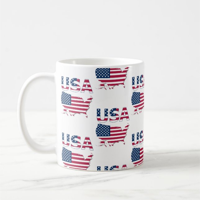 Caneca De Café EUA: Lettering and Map on Flag Política Patriotic (Esquerda)