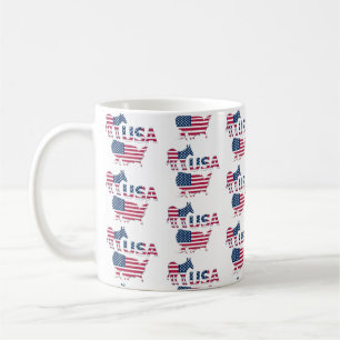 Caneca De Café EUA Mapa Bandeira Partido Democrático Político Don