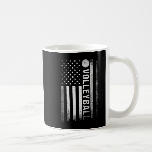Caneca De Café EUA Prática de Voleibol EUA Bandeira Mulheres Amer (Direita)