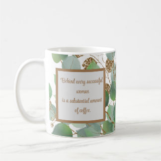 Caneca De Café Eucalipto Elegante E Presente Dourado De Café Mug