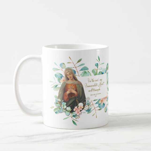 Caneca De Café Eucalipto religioso Imacula Coração Maria (Esquerda)