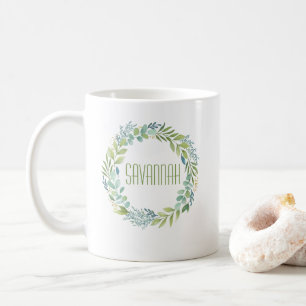 Caneca De Café Eucalyptus Botanical Green Wreath Mug