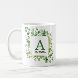 Caneca De Café Eucalyptus Green Foliage Monogrammed Mug