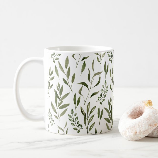 Caneca De Café Eucalyptus Greenery deixa padrão   (Com Donut)