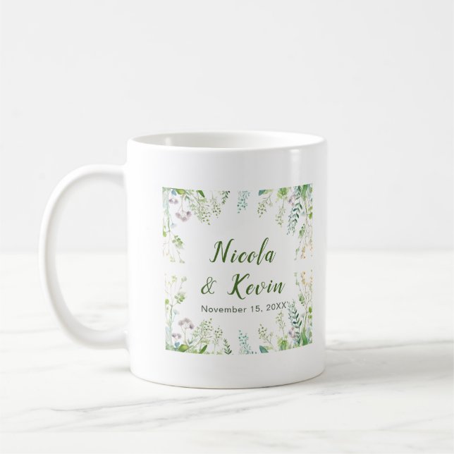 Caneca De Café Eucalyptus Greenery Leaves Wedding (Esquerda)