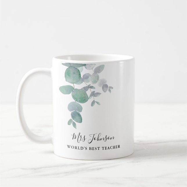 Caneca De Café Eucalyptus Greenery Teacher's  (Esquerda)