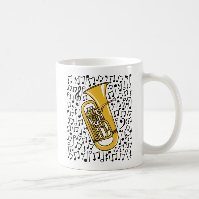 Caneca De Café Eufonio Com Notas Musicais, Músico De Bronze (Direita)