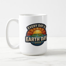 Caneca De Café Every Day is Earth Day 2026 | Eco Badge Design