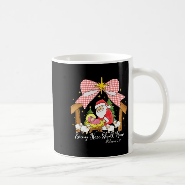 Caneca De Café Every Knee Shall Bow Santa Christmas Nativity Scen (Direita)
