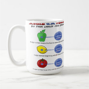Caneca De Café Evite alimentos GM evite PLU de 5 dígitos começand