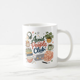 Caneca De Café Evite Pessoas Clube Vibrações de Introvertido Acon
