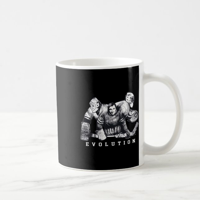 Caneca De Café Evolução do Goleiro de Hóquei Sem Máscara Máscara  (Direita)