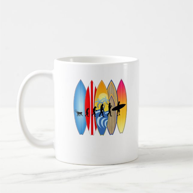 Caneca De Café Evolução Engraçada Do Surfista (Esquerda)