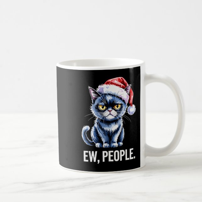 Caneca De Café Ew People Black Cat Christmas Funny Introvert Holi (Direita)