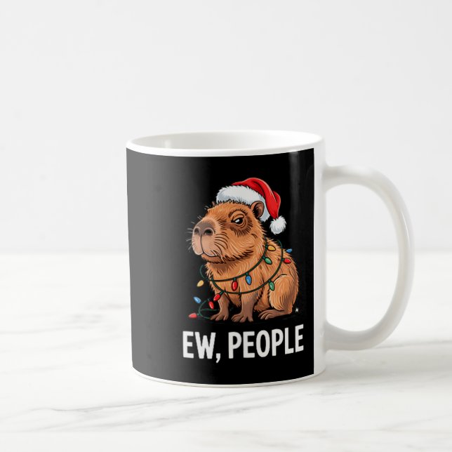 Caneca De Café Ew People Capybara Christmas Lights Funny Introver (Direita)