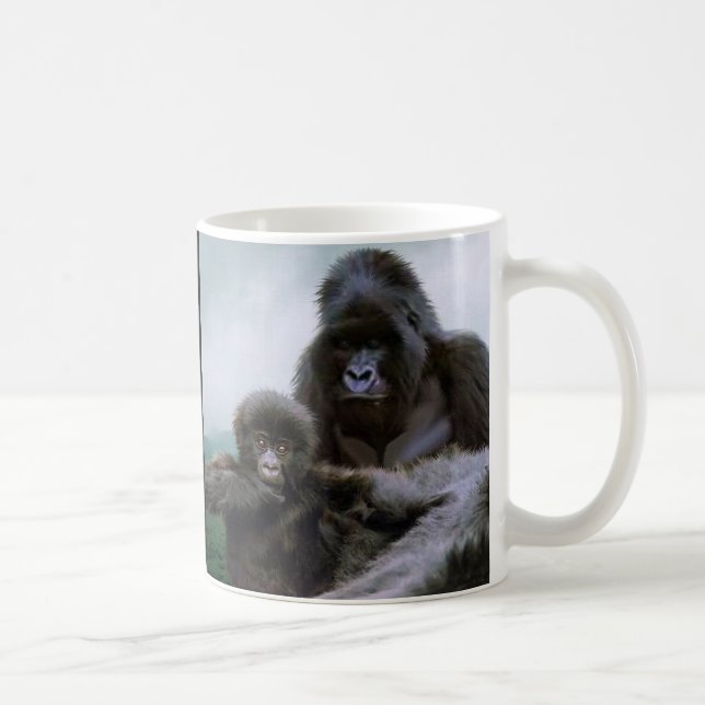 Caneca De Café EXCELENTE APES Mountain Gorilla & Baby Gorilla (Direita)