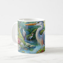Excelente de aquarela azul Heron Bird Mug