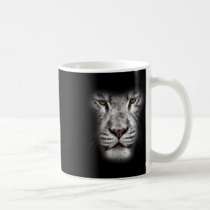 Caneca De Café Excelente Lion Face Com Olhos Verdes Escuros Arte