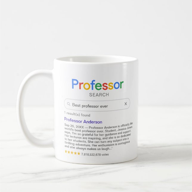 Caneca De Café Excelente Pesquisa do Melhor Professor com Mensage (Esquerda)