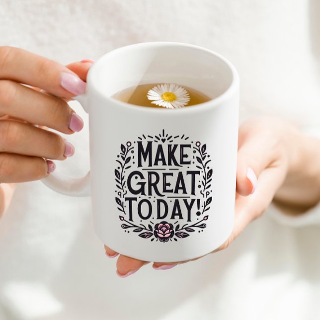 Caneca De Café Excelente preto e rosa hoje Mug (Criador carregado)