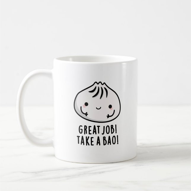 Caneca De Café Excelente Trabalha Com Um Bao Funny Dimsum Pun (Esquerda)