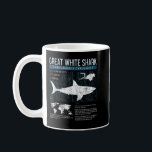 Caneca De Café Excelente White Shark Science Facts Geek Graph<br><div class="desc">Tubarões de Ciência do Tubarão Branco do excelente Fatos Gráfico do Geek</div>