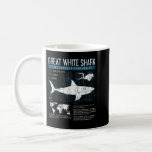 Caneca De Café Excelente White Shark Science Facts Geek Graph<br><div class="desc">Tubarões de Ciência do Tubarão Branco do excelente Fatos Gráfico do Geek</div>