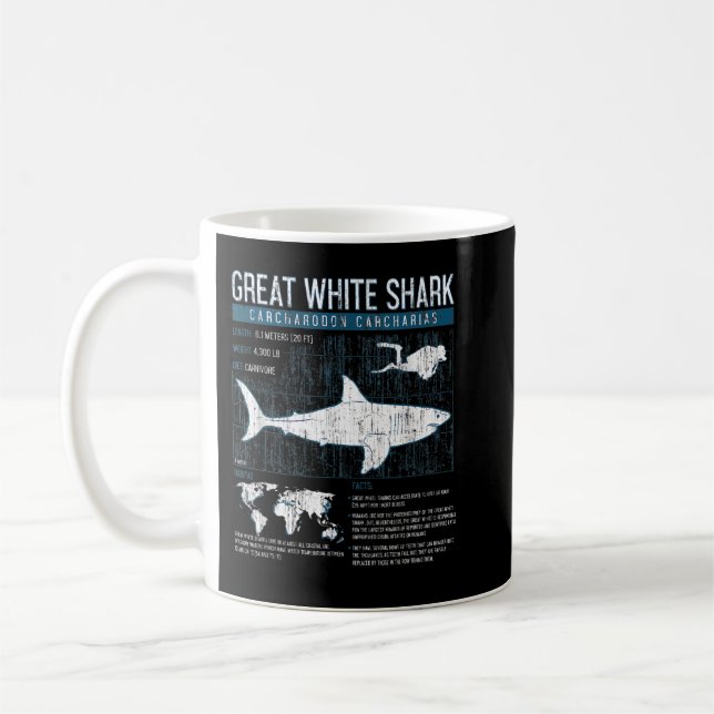 Caneca De Café Excelente White Shark Science Facts Geek Graph (Esquerda)