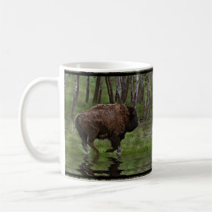 Caneca De Café Executando o Designer de Buffalo e Forest Bison-lo