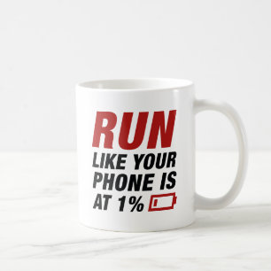 Caneca De Café Executar Como Se Seu Telefone Estivesse Em 1%