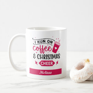 Caneca De Café Executar no Café e no Nome da Alegria de Natal