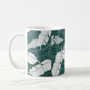 Caneca De Café exemplo de design do padrão das folhas de fundo v