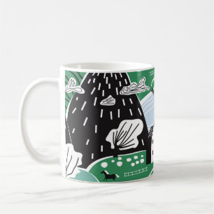 Caneca De Café Exemplo gráfico escandinavo abstrato desenhado à m