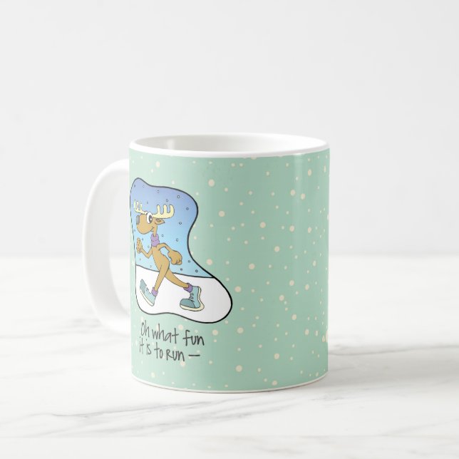 Caneca De Café Exercício de Corrida Rena Natal (Frente Esquerda)