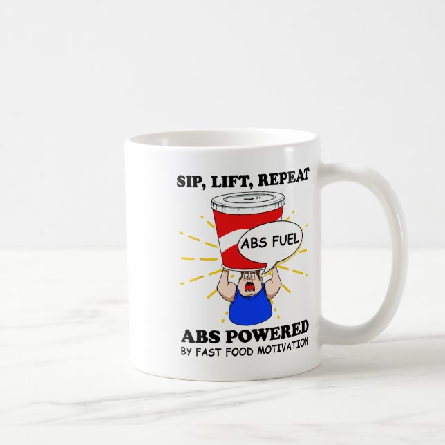 Caneca De Café Exercício engraçado de abdômen Comida rápida Acade (Direita)