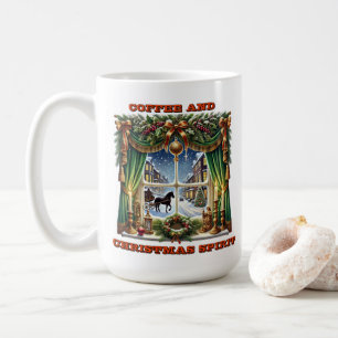 Caneca De Café Exibição da Janela de Natal Festiva