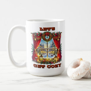 Caneca De Café Exibição da Janela de Natal Festiva